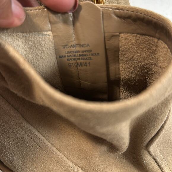 Vince Camuto Amtinda Tan Leather Suede Stacked Heel Ankle Boots Boho Western 9.5 - Picture 4 of 11
